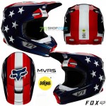 Moto oblečenie - Helmy, Fox V1 Ultra ECE prilba white/red/blue, bielo červeno modrá