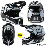 Moto oblečenie - Helmy, Fox V1 Leed DOT/ECE prilba black/white, čierno biela